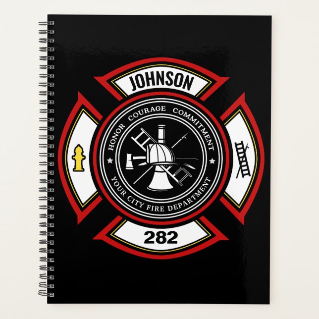 Fire Department ADD NAME Firefighter Badge Rescue Planner (Front)