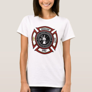 Fire Department ADD NAME Firefighter Badge Rescue T-Shirt