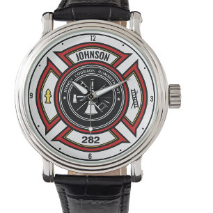 Fire Department ADD NAME Firefighter Badge Rescue Watch