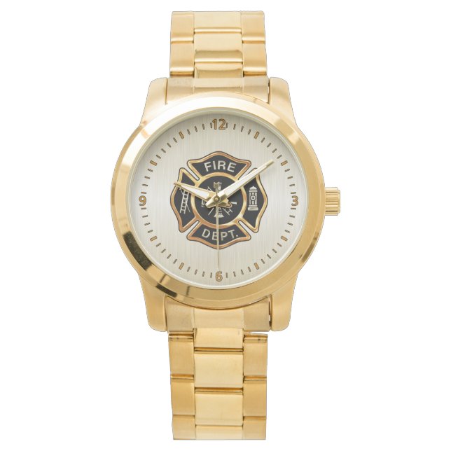 Fire Department Badge Gold Watch (Front)