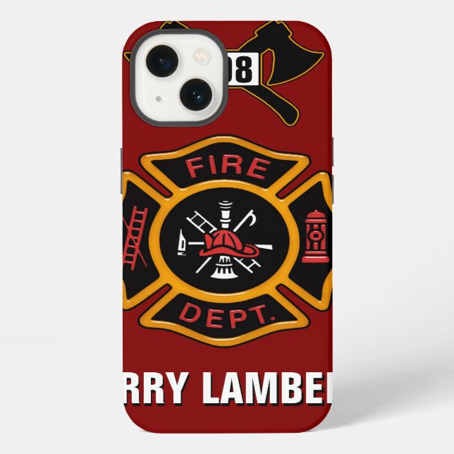 Fire Department Badge Name Template iPhone Case (Back)