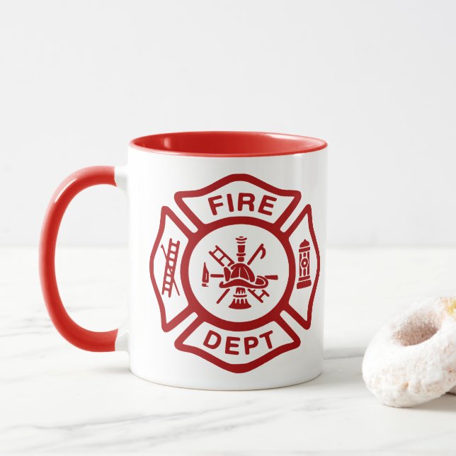 Fire Department Badge w/ Custom Colours Mug (With Donut)