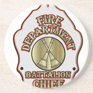 Fire Department Battalion Chief Shield Design Coaster