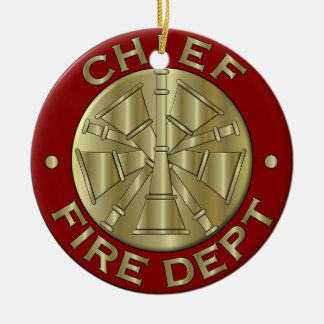 Fire Department Chief Brass Symbol Ceramic Tree Decoration