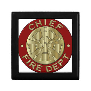 Fire Department Chief Brass Symbol Gift Box