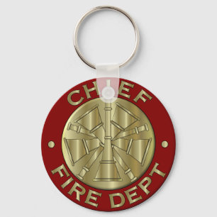 Fire Department Chief Brass Symbol Key Ring
