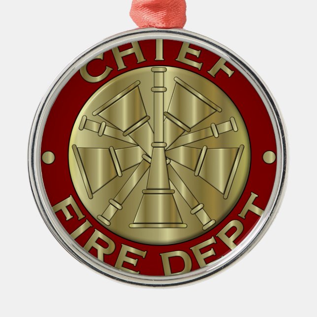 Fire Department Chief Brass Symbol Metal Tree Decoration (Front)