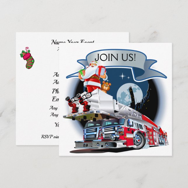 Fire Department Christmas Invitation (Front/Back)