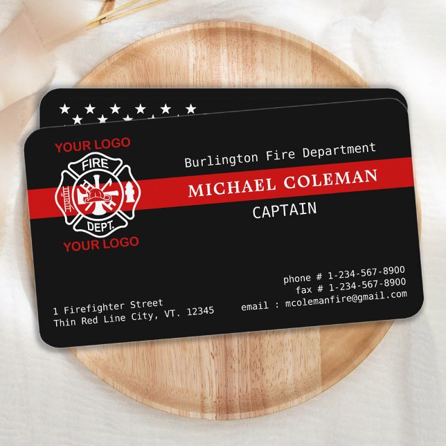 Fire Department Custom Emblem Logo Firefighter Bus Business Card (Creator Uploaded)