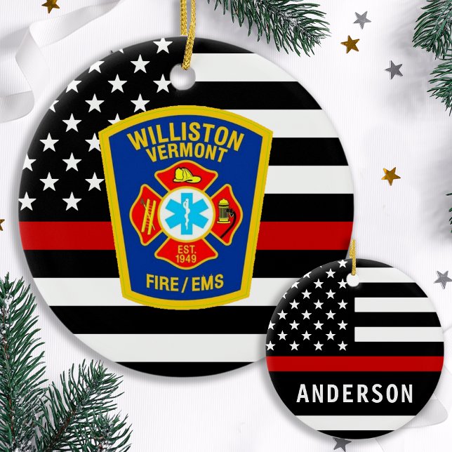 Fire Department Custom Logo Emblem Firefighter Ceramic Tree Decoration (Creator Uploaded)