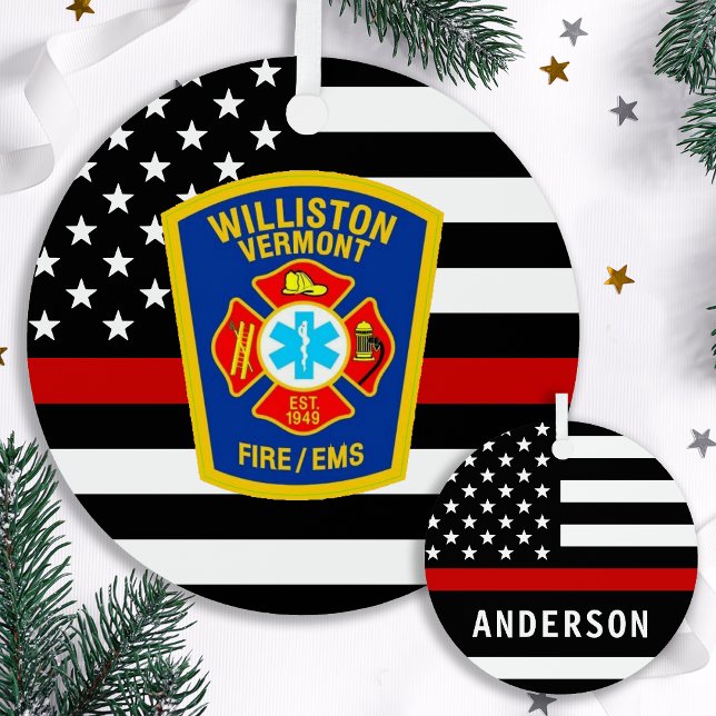 Fire Department Custom Logo Emblem Firefighter Metal Tree Decoration (Creator Uploaded)