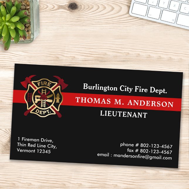 Fire Department Custom Logo Fireman Firefighter  Business Card (Creator Uploaded)
