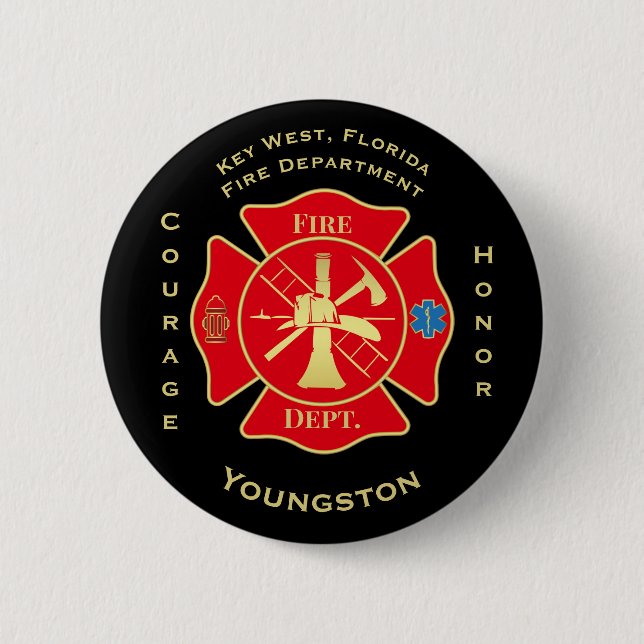 Fire Department Emblem Courage Honor Design 6 Cm Round Badge (Front)