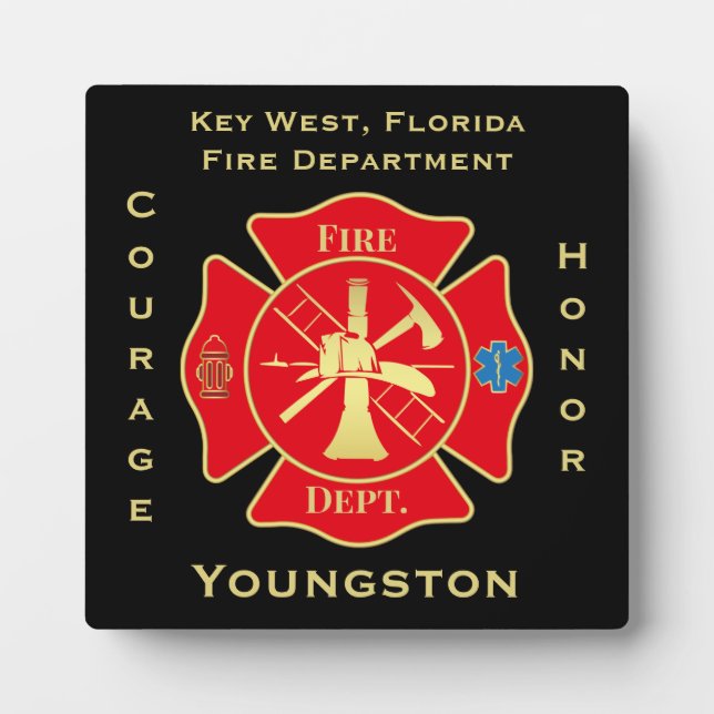 Fire Department Emblem Courage Honour Design Plaque (Front)