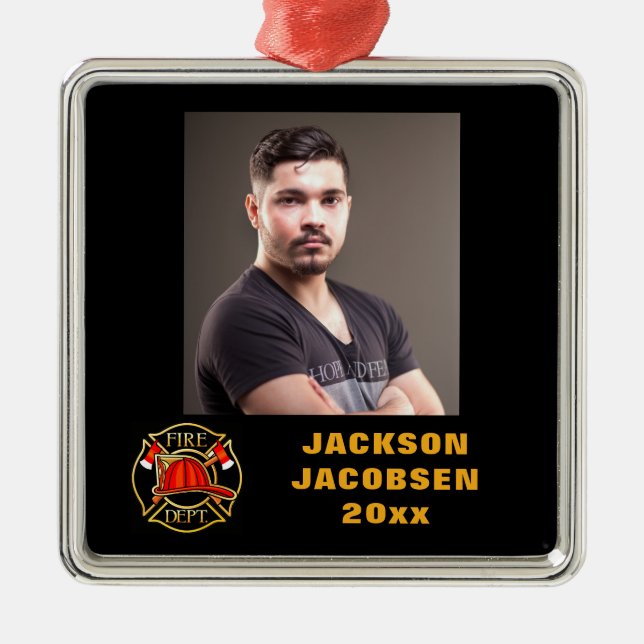 Fire Department Emblem Metal Tree Decoration (Front)