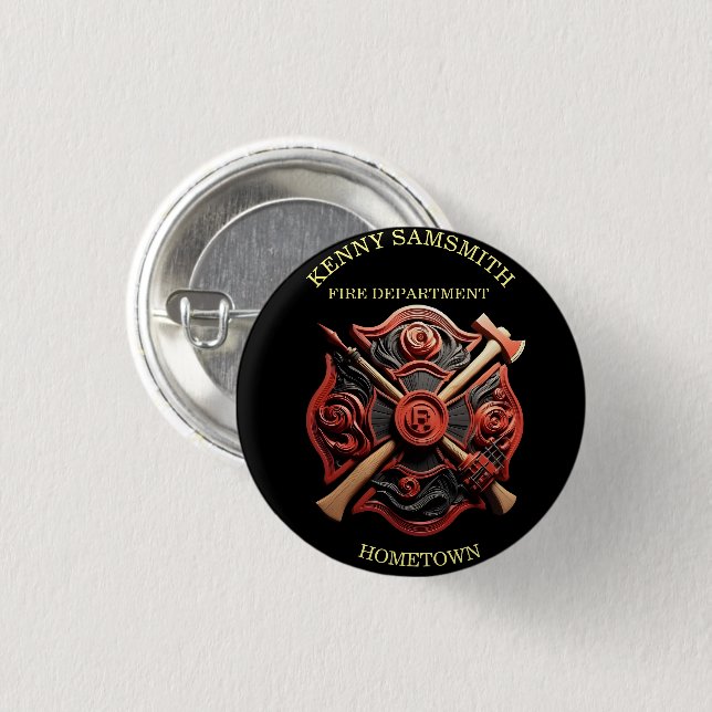 Fire Department Emblem of courage and dedication 3 Cm Round Badge (Front & Back)