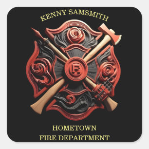 Fire Department Emblem of courage and dedication Square Sticker