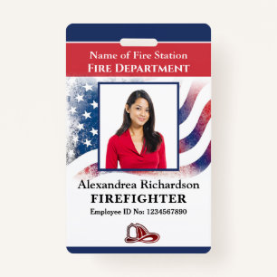 Fire Department Employee Firefighter Photo ID Card ID Badge