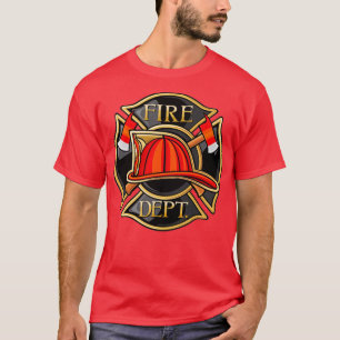 Fire Department Firefighter Maltese Cross with Fir T-Shirt