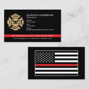 Fire Department Firefighter Red Line Custom Logo Business Card
