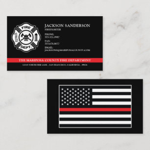Fire Department Firefighter Red Line Custom Logo Business Card