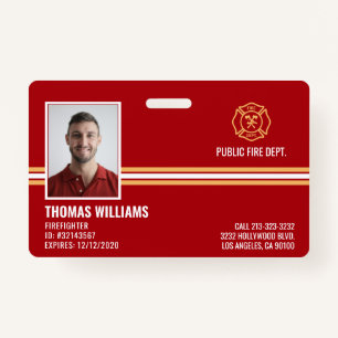 Fire Department Firefighter Staff ID ID Badge