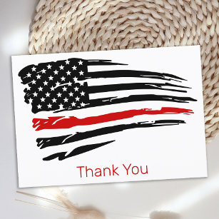 Fire Department Firefighter Thin Red Line Thank You Card