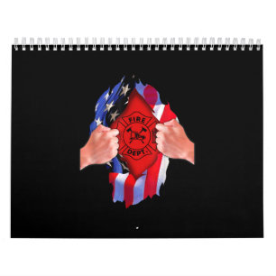 Fire Department Flag Firefighter Thin Red Line Calendar