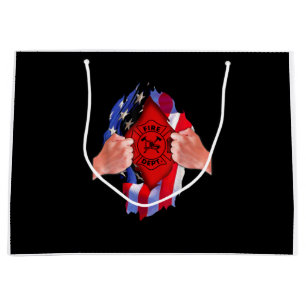 Fire Department Flag Firefighter Thin Red Line Large Gift Bag