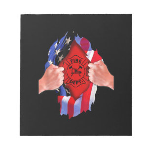 Fire Department Flag Firefighter Thin Red Line Notepad