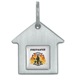Fire Department Flames Pet Tag