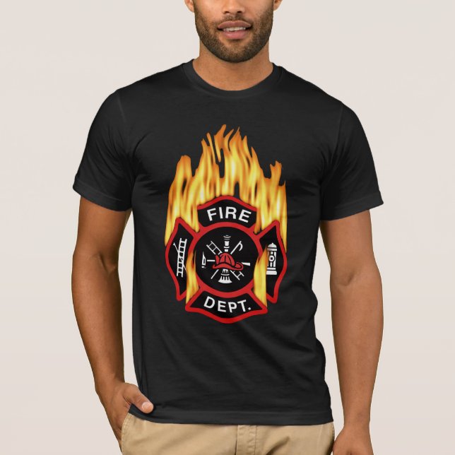 Fire Department Flaming Badge T-Shirt (Front)