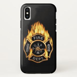 Fire Department Flaming Gold Badge iPhone X Case