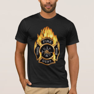 Fire Department Flaming Gold Badge T-Shirt
