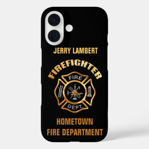Fire Department Gold Name Template iPhone 16 Case