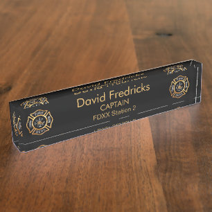Fire Department Gold Nameplate