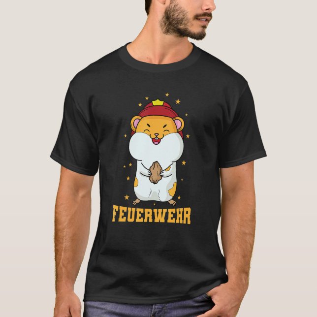 Fire Department Hamster with Fire Helmet T-Shirt (Front)