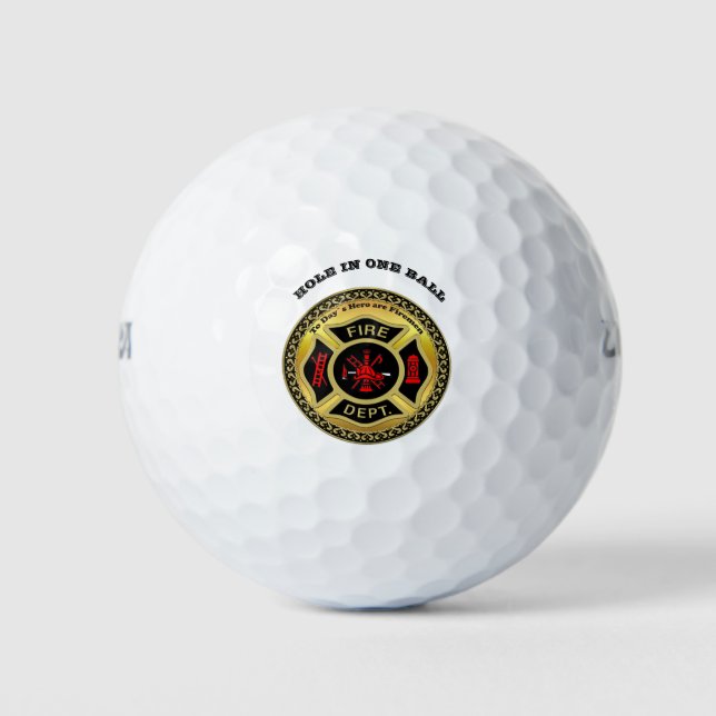 Fire Department logo Black And Gold Badge Golf Balls (Front)