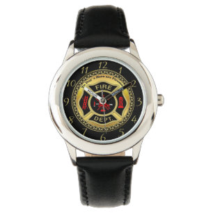 Fire Department logo Black And Gold Badge Watch