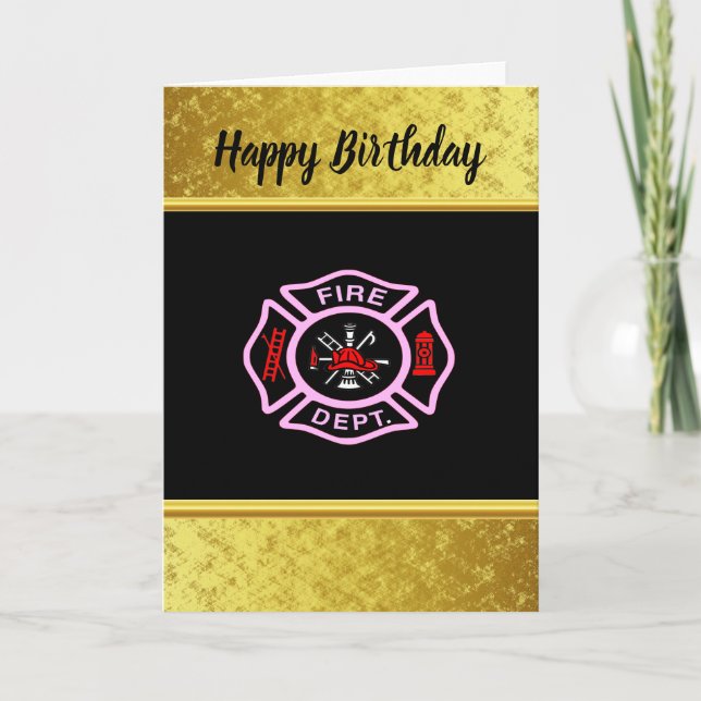 Fire Department logo Black And Pink Badge Card (Front)