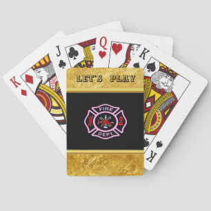 Fire Department logo Black And Pink Badge Playing Cards