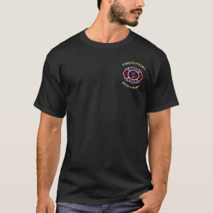 Fire Department logo Black And Pink Badge T-Shirt