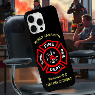 Fire Department logo Black And Red Badge11 iPhone 15 Pro Max Case