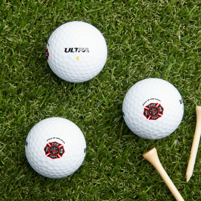 Fire Department logo Black And Red Badge Golf Balls (Insitu Grass)