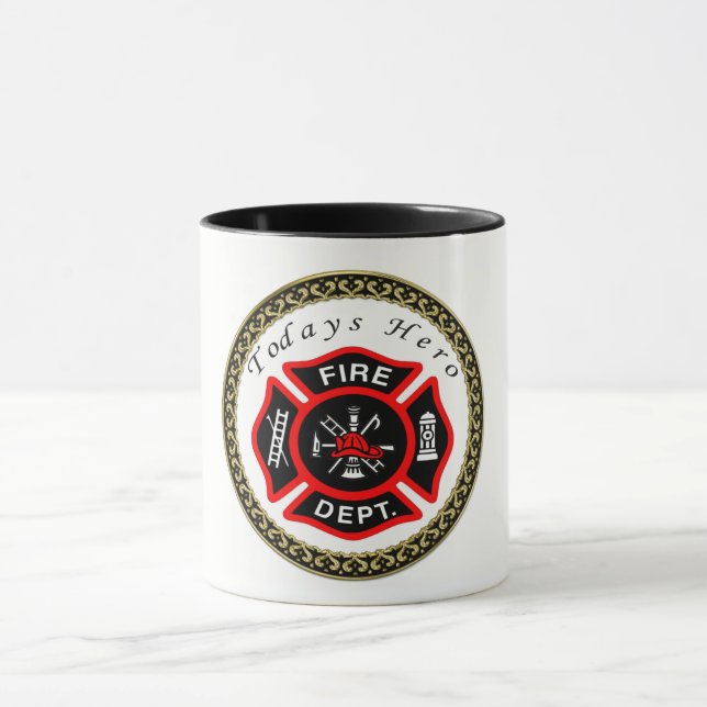 Fire Department logo Black And Red Badge Mug (Center)