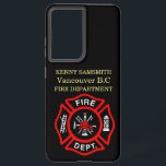 Fire Department logo Black And Red Badge   Samsung Galaxy Case<br><div class="desc">Fire Department logo Black And Red Badge With Fire Axes and ladder.
Great for firemen and first respondents. Personalise with your name and department home town and more.monogram</div>