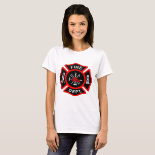 Fire Department logo Black And Red Badge T-Shirt