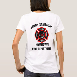 Fire Department logo Black And Red Badge T-Shirt