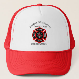 Fire Department logo Black And Red Badge Trucker Hat