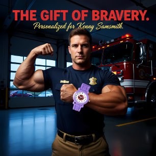 Fire Department logo Black And Red Badge Watch